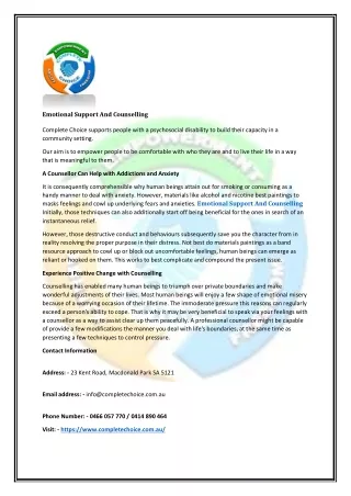 emotional support and counselling complete choice