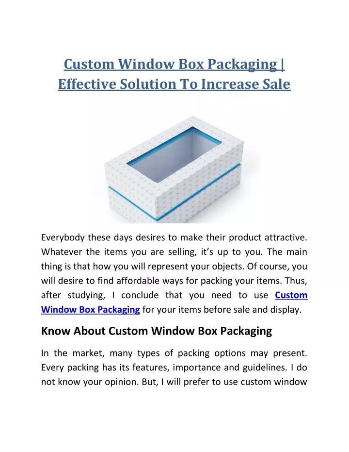 custom window box packaging effective solution