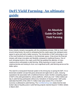 defi yield farming an ultimate guide
