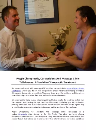 Pragle Chiropractic, Car Accident And Massage Clinic Tallahassee Affordable Chiropractic Treatment