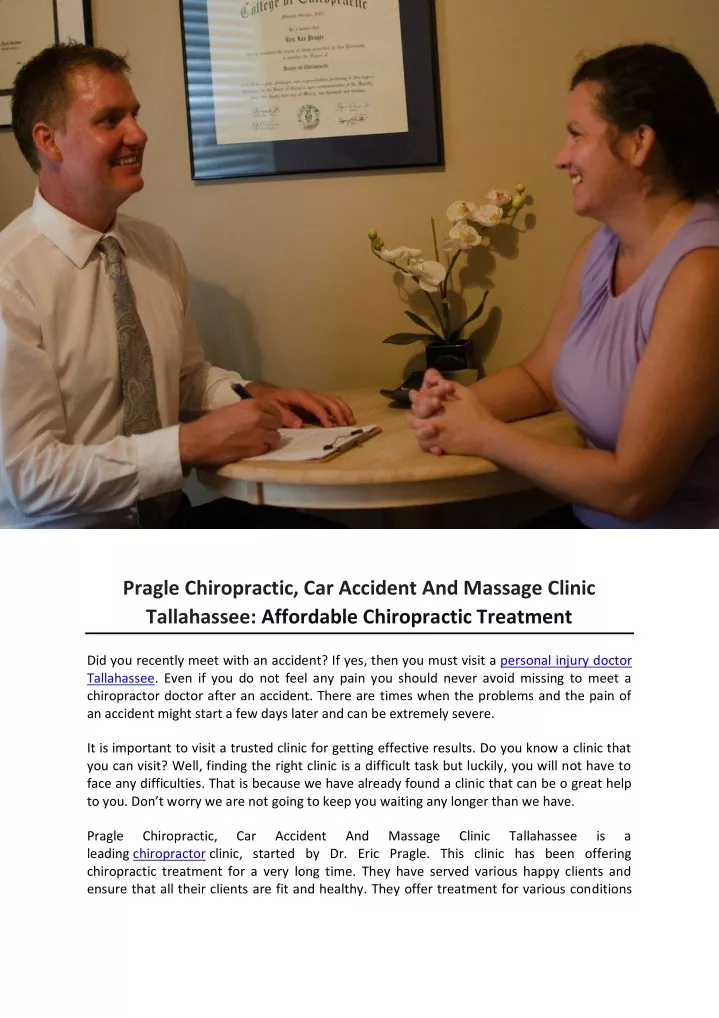 pragle chiropractic car accident and massage