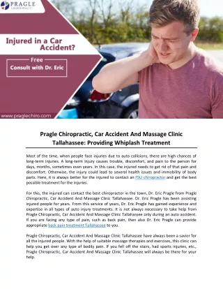 Pragle Chiropractic, Car Accident And Massage Clinic Tallahassee Providing Whiplash Treatment