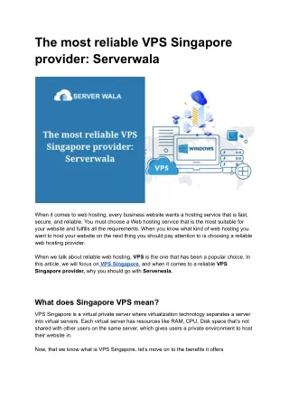 the most reliable vps singapore provider