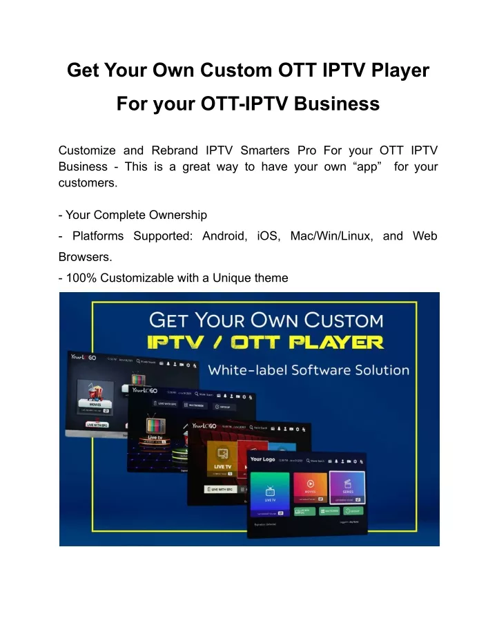 get your own custom ott iptv player