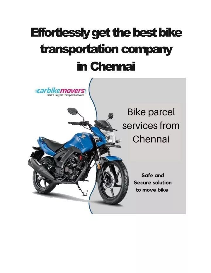 effortlessly get the best bike transportation company in chennai