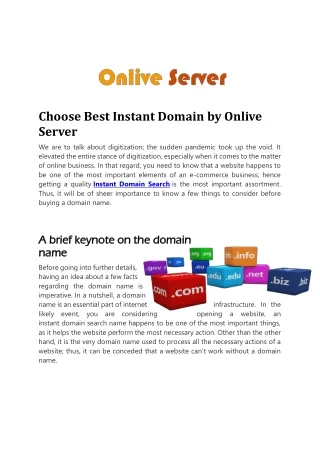 Find the Best Domains Name Availability for your Website  from Onlive Server