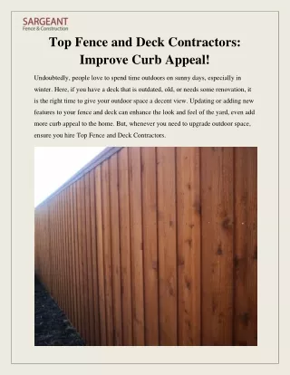 top fence and deck contractors improve curb appeal