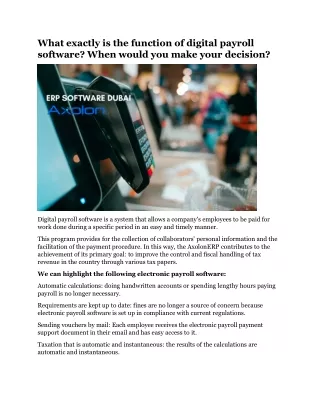 what exactly is the function of digital payroll