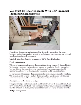 you must be knowledgeable with erp financial