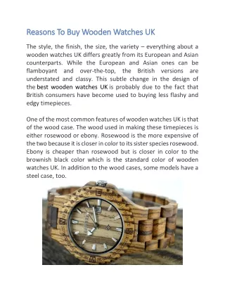 Reasons to Buy Wooden Watches UK