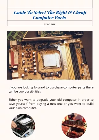 Guide To Choose Cheap Computer Parts
