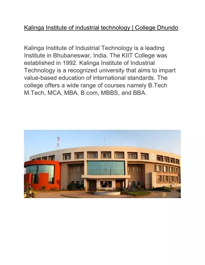 kalinga institute of industrial technology