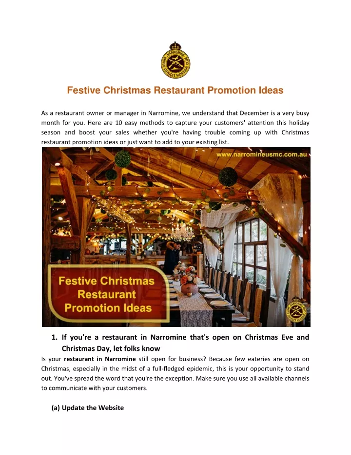 festive christmas restaurant promotion ideas