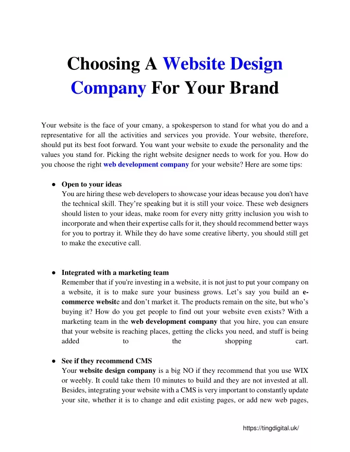 choosing a website design company for your brand