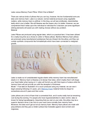 latex versus memory foam pillow which