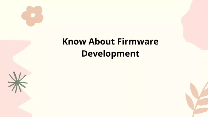 know about firmware development