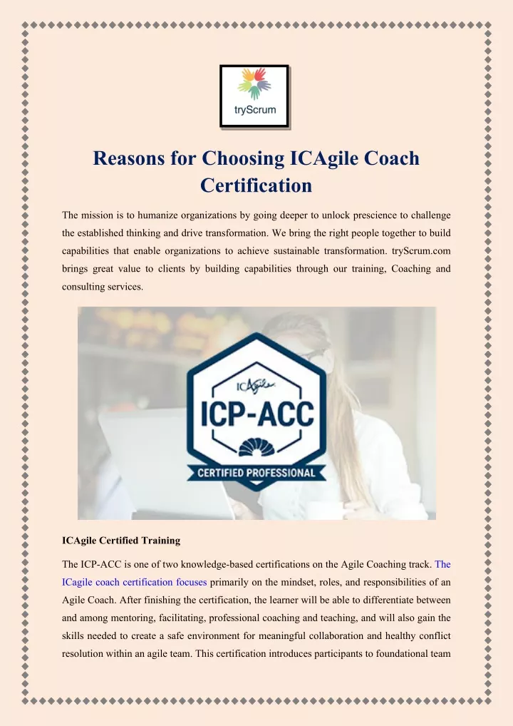 reasons for choosing icagile coach certification
