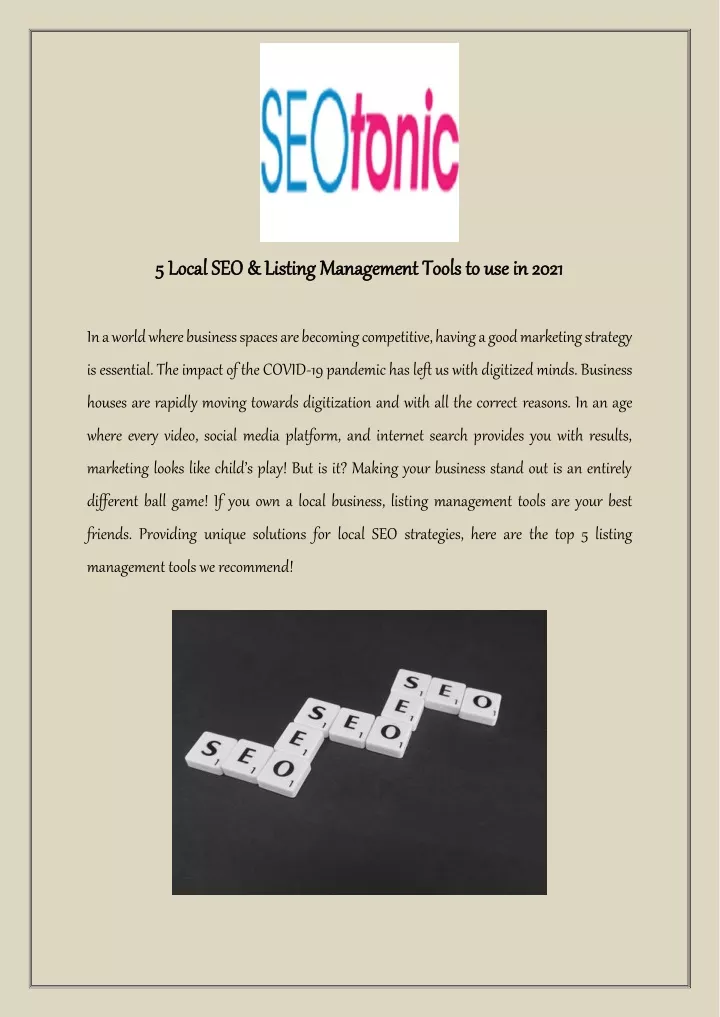 5 local seo listing management tools