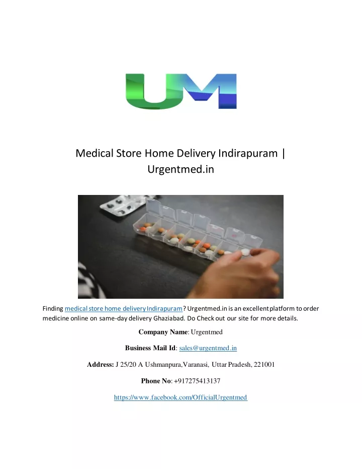medical store home delivery indirapuram urgentmed