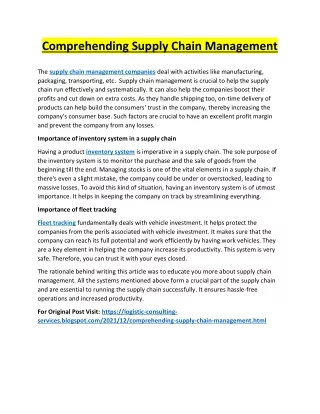 comprehending supply chain management