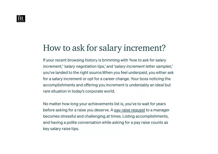 how to ask for salary increment