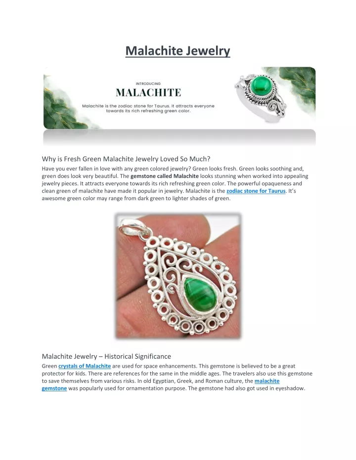 malachite jewelry