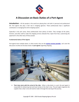 A Discussion on Basic Duties of a Port Agent