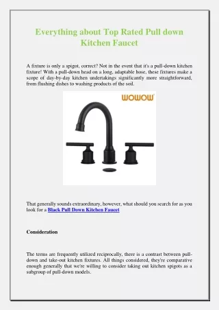 Everything About Top Rated Pull Down Kitchen Faucet
