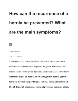 How can the recurrence of a hernia be prevented|What are the main symptoms| Dr.T