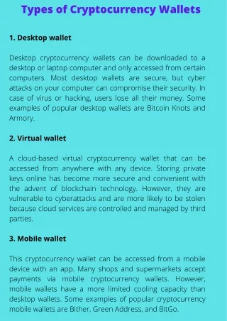 types of cryptocurrency wallets
