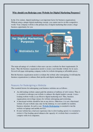 Why should you Redesign your Website for Digital Marketing Purposes
