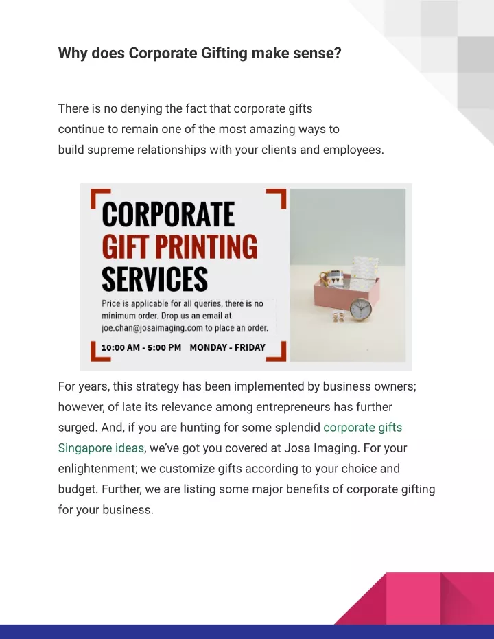 why does corporate gifting make sense