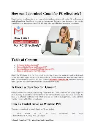 How can I download Gmail for PC effectively?