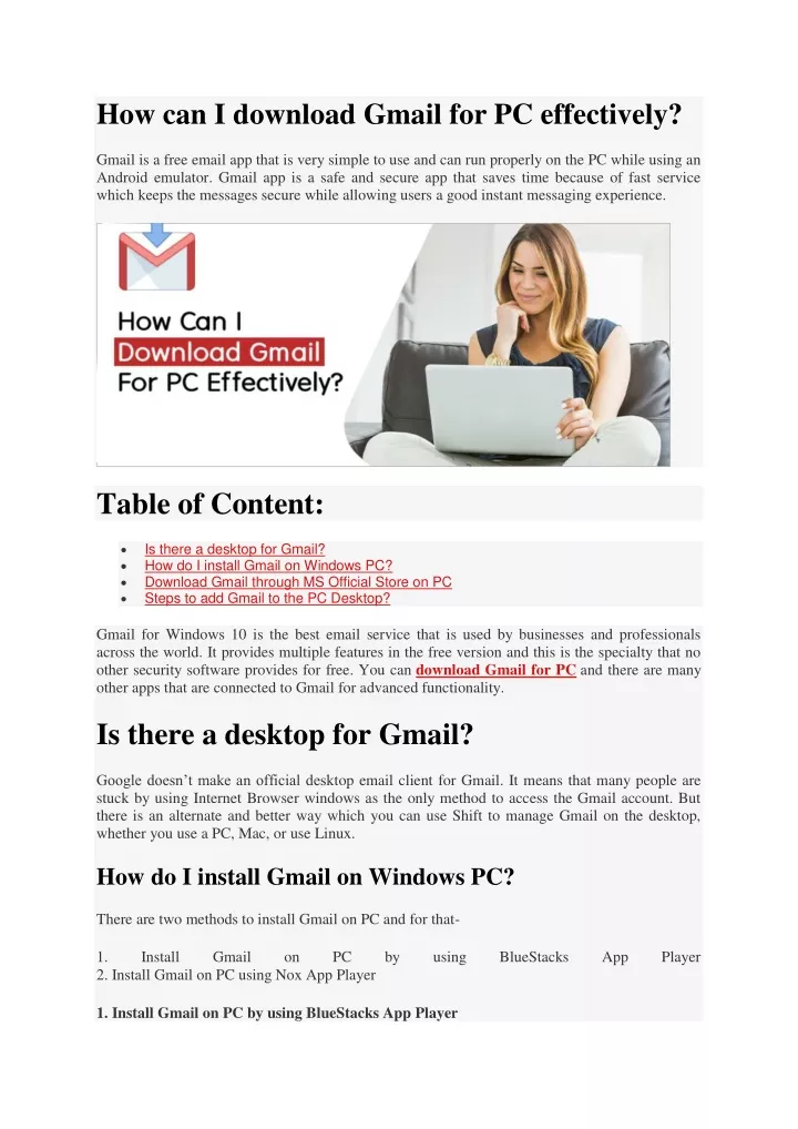 how can i download gmail for pc effectively