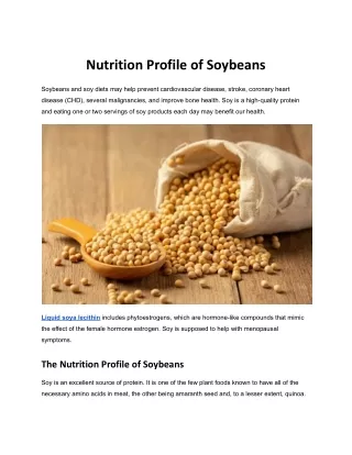 Nutrition Profile of Soybeans