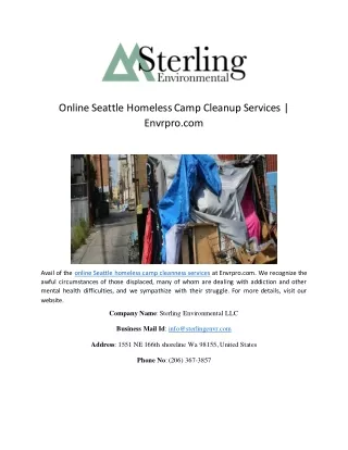 Online Seattle Homeless Camp Cleanup Services
