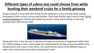 Different types of cabins one could choose from while booking their cruise
