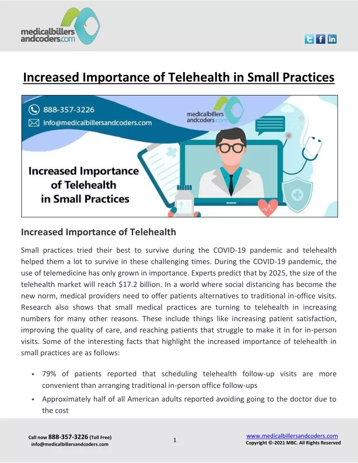 increased importance of telehealth in small