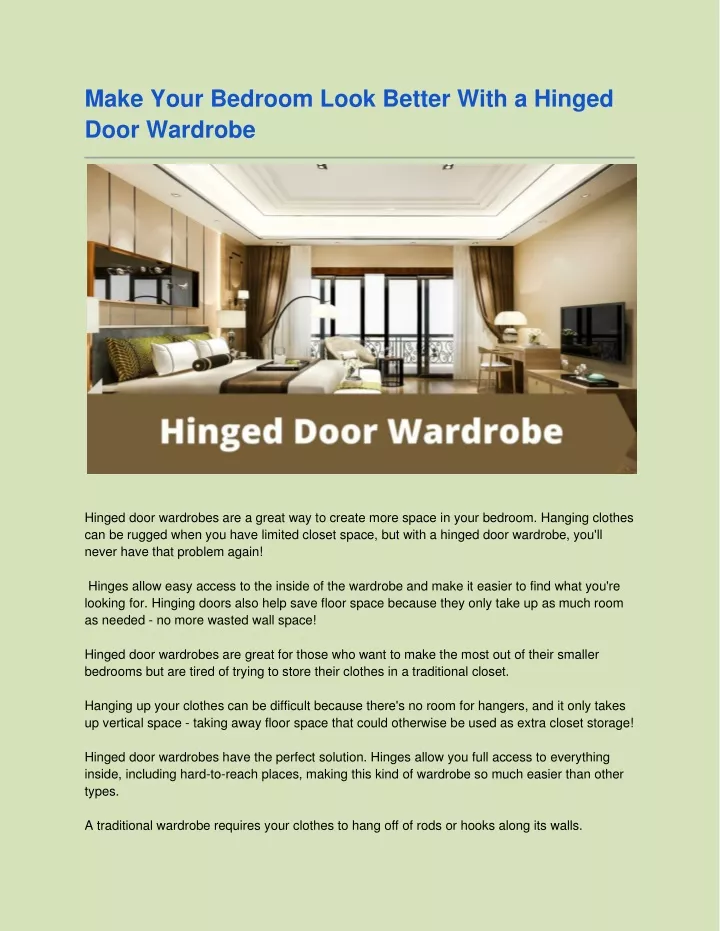 make your bedroom look better with a hinged door