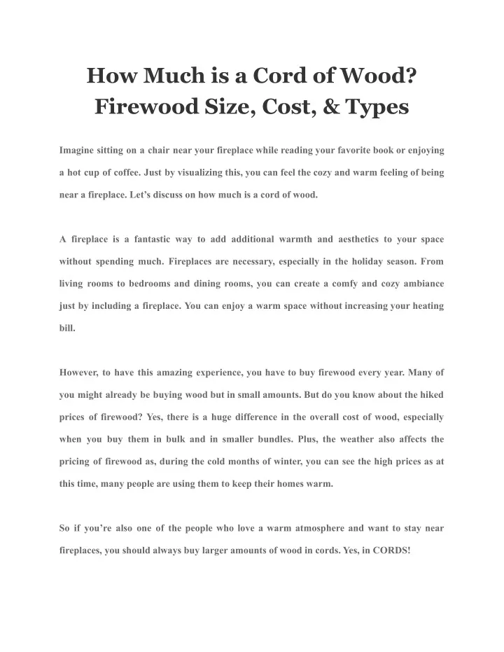 how much is a cord of wood firewood size cost