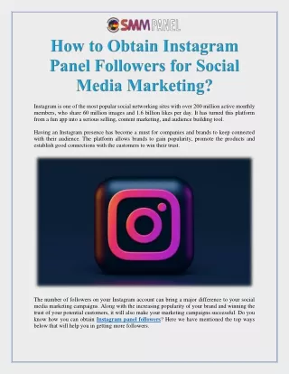 How to Obtain Instagram Panel Followers for Social Media Marketing