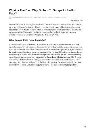 what is the best way or tool to scrape linkedin