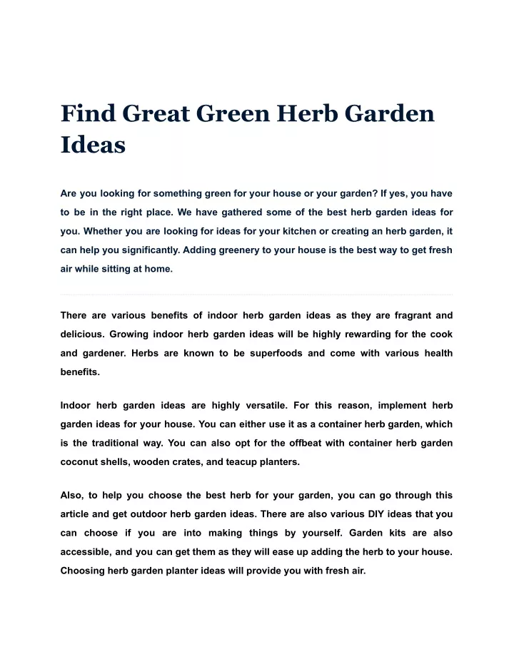 find great green herb garden ideas