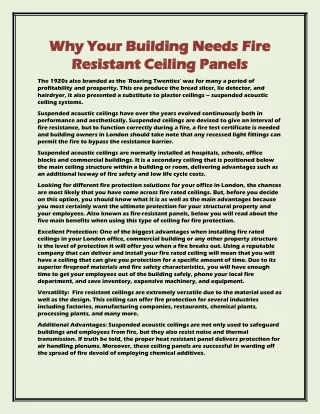 Why Your Building Needs Fire Resistant Ceiling Panels