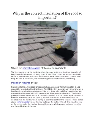 why is the correct insulation of the roof