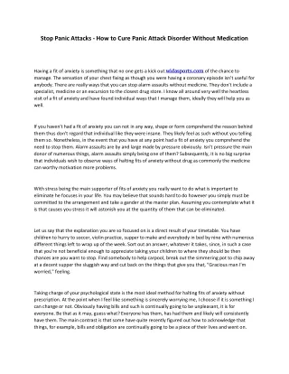 stop panic attacks how to cure panic attack