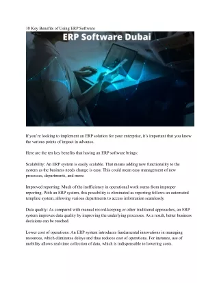 10 key benefits of using erp software