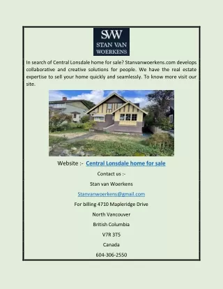 Central Lonsdale Home for Sale | Stanvanwoerkens.com
