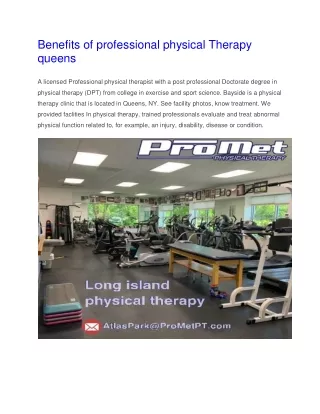 Benefits of professional physical Therapy queens