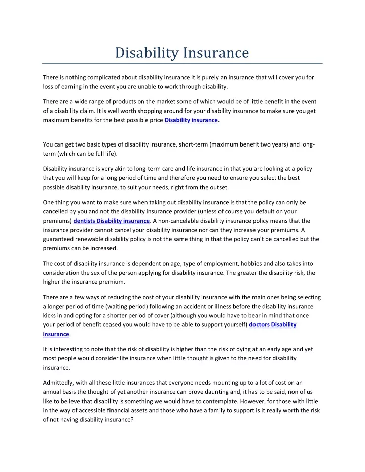 disability insurance